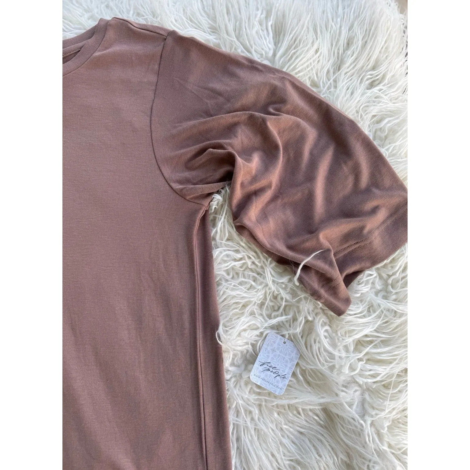 Free People Good Feels Tee Mini Dress Brownie Size XS - Image 5