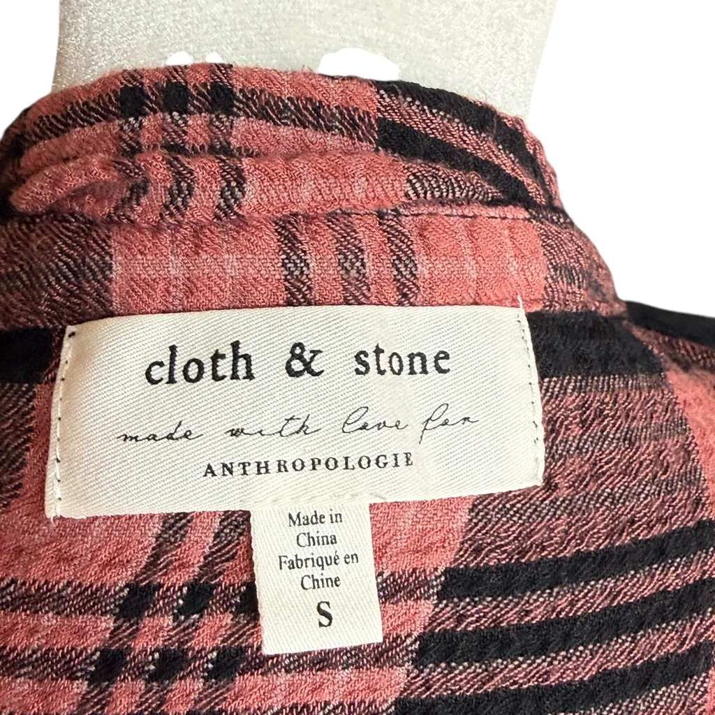 Anthropologie Cloth & Stone Daia Plaid Pink and Black Mini Dress Sz S - Image 5