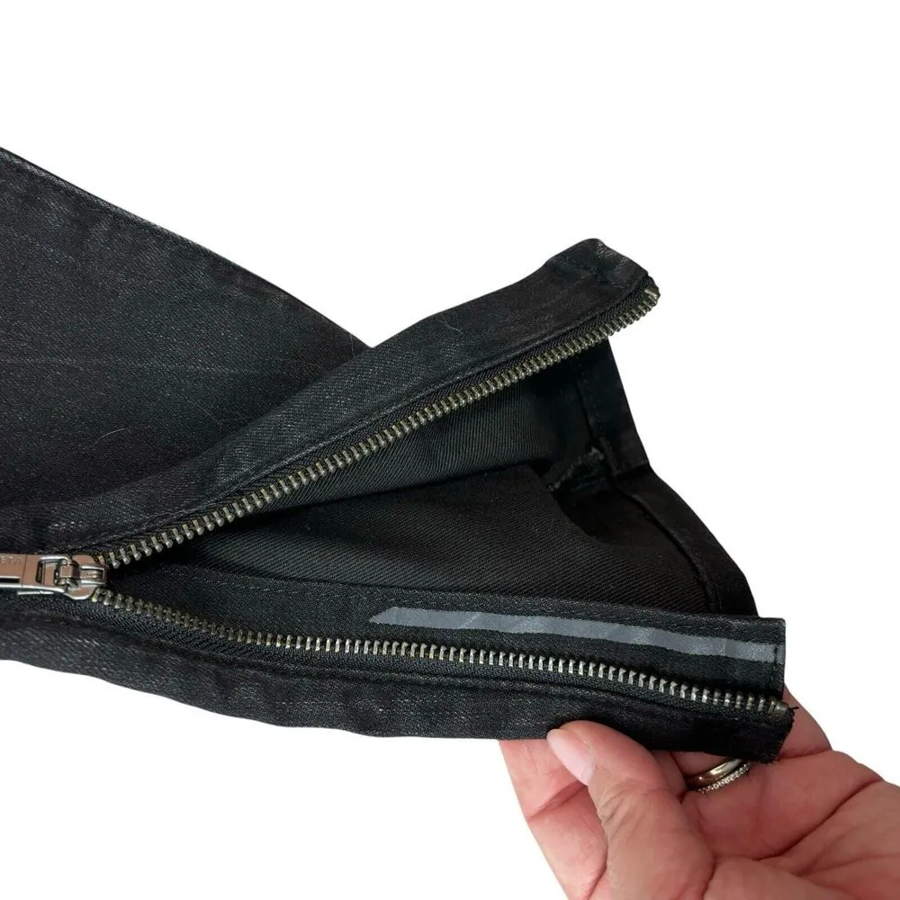 Athleta Womens Jeans Sculptek Denim Carbon Black Wash Zip Ankle Goth Moto Size 6 - Image 6