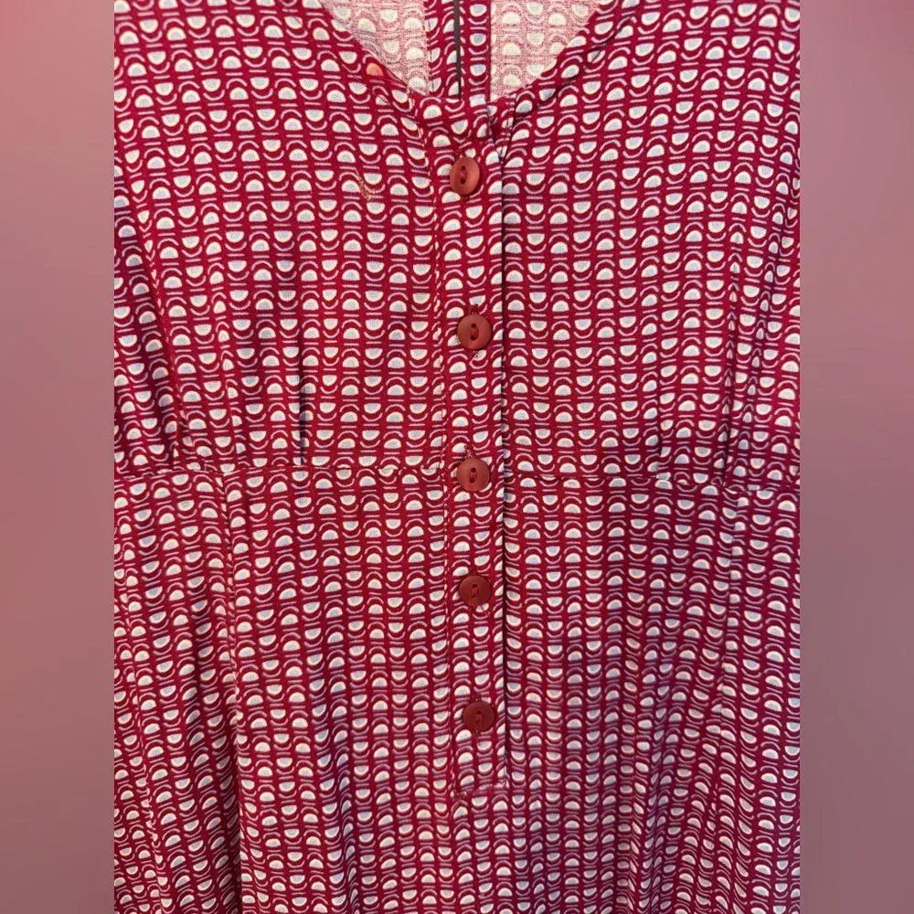 Women's Red Patterned summer dress 6 - Image 3