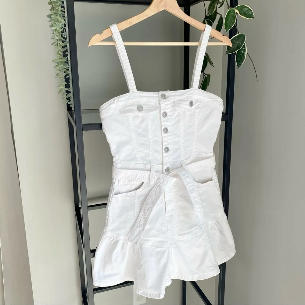 7 For All Mankind Flounce Hem Denim Mini Dress - Image 3