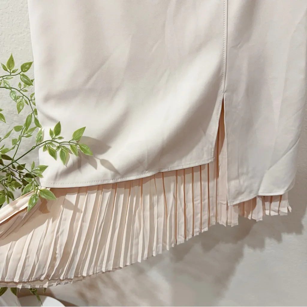 J.ING Jing Beige Midi Skirt with Pleated Hem Size L NWT Size L - Image 7