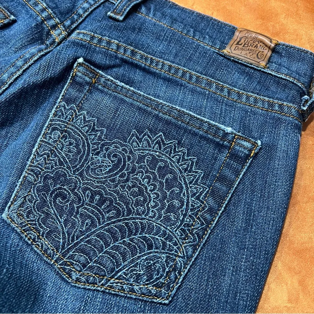 Lucky Brand Vtg Henna Sweet N Low Embellished bootcut Jeans size 4/27 Made USA - Image 5