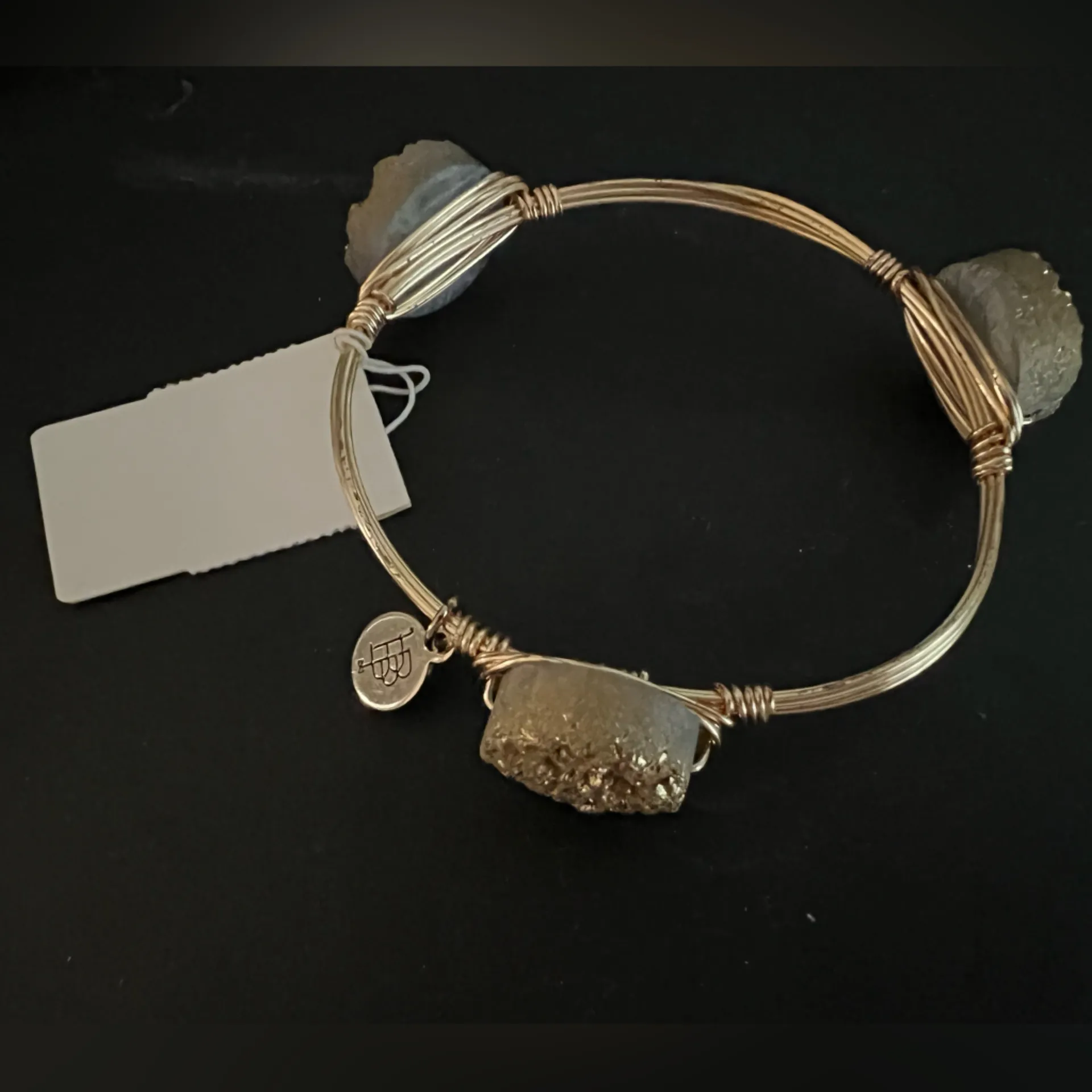 Bourbon & Bowties Gold Agate Chunky Gold Bangle Bracelet NWT Yellow - Image 2