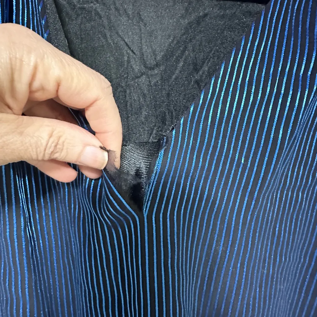 Drop Waist Shirt Dress Black with Shiny Blue Stripes Sz 6 - Image 10