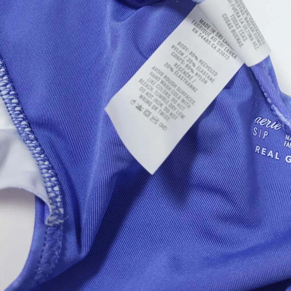 NWT Aerie Ruffle Cheekiest Low Rise Bikini Bottom in Tie Dye Blue/White - Image 10