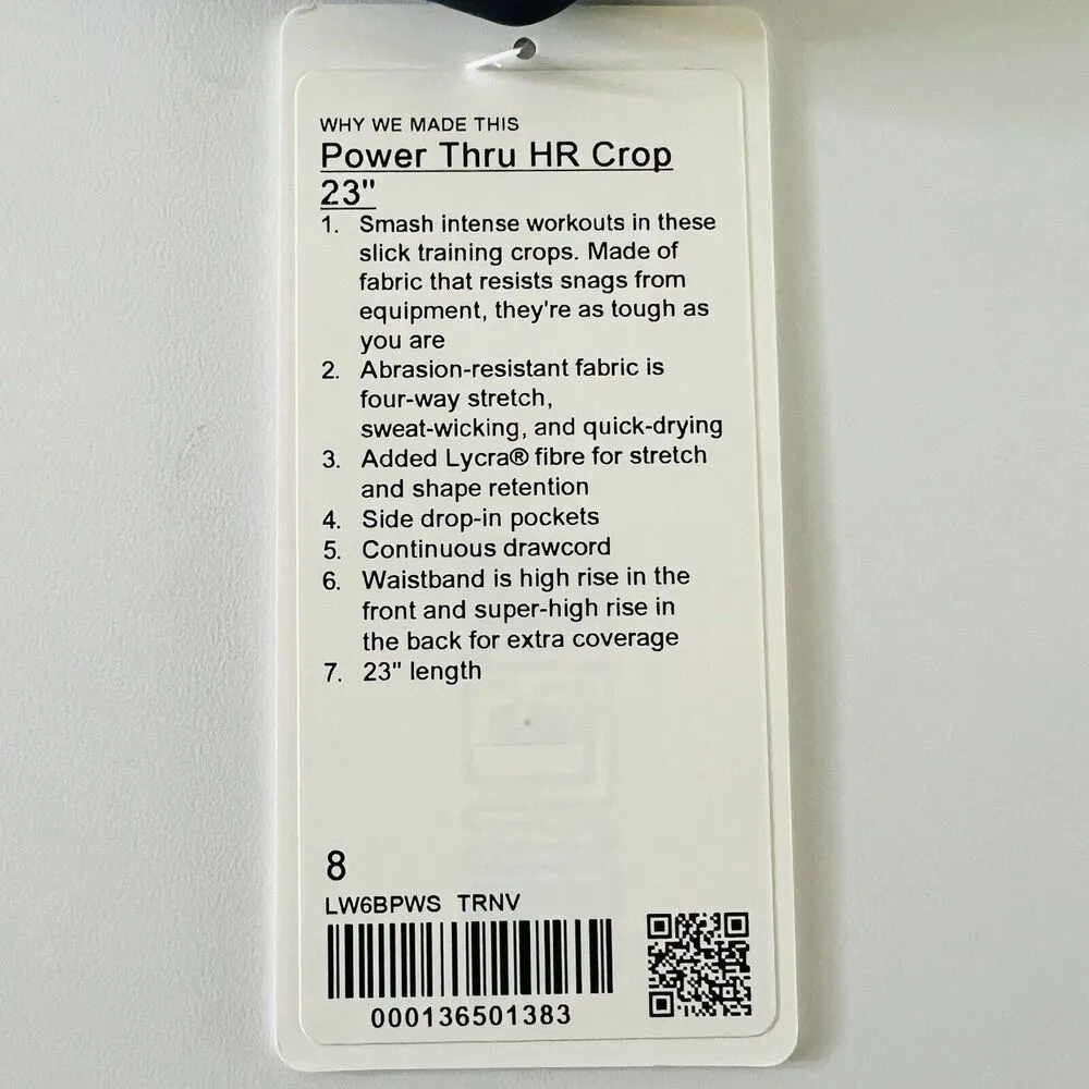 LULULEMON ATHLETICA True Navy Power Thru HR Crop 23" Leggings - US 8 - Image 7