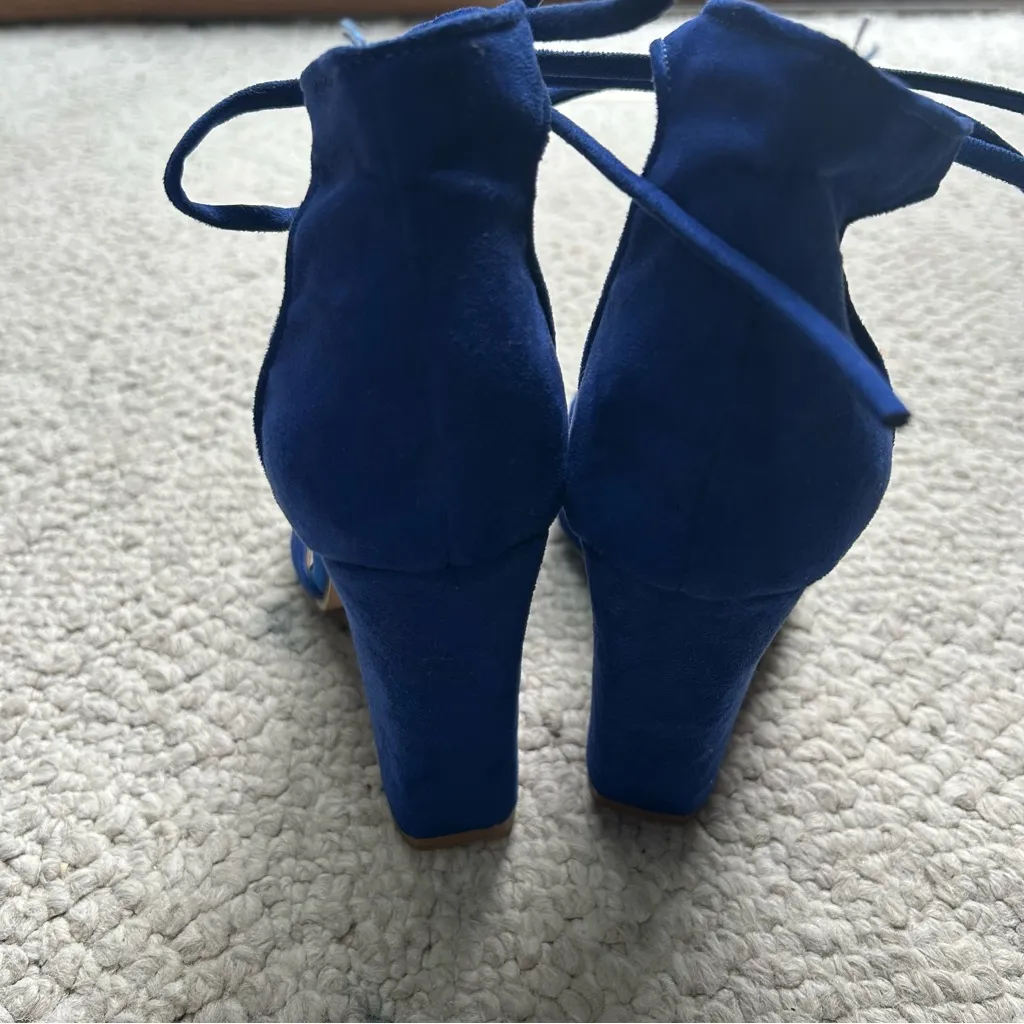 Blue High Heel Shoes By with Strappy Ties Women Size 7.5 Pumps - Image 6