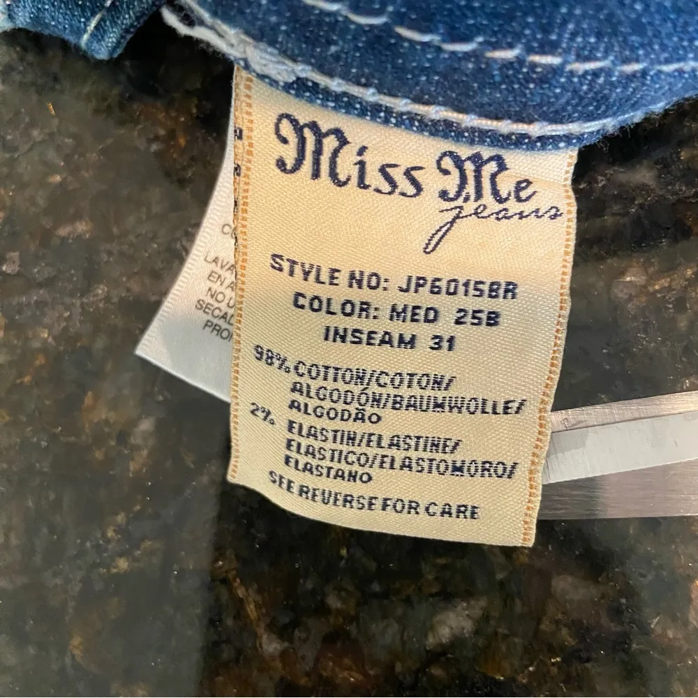 Miss Me Indigo Boot Cut Jeans Bedazzled Bling Gem Size 28 JP6015BR - Image 10