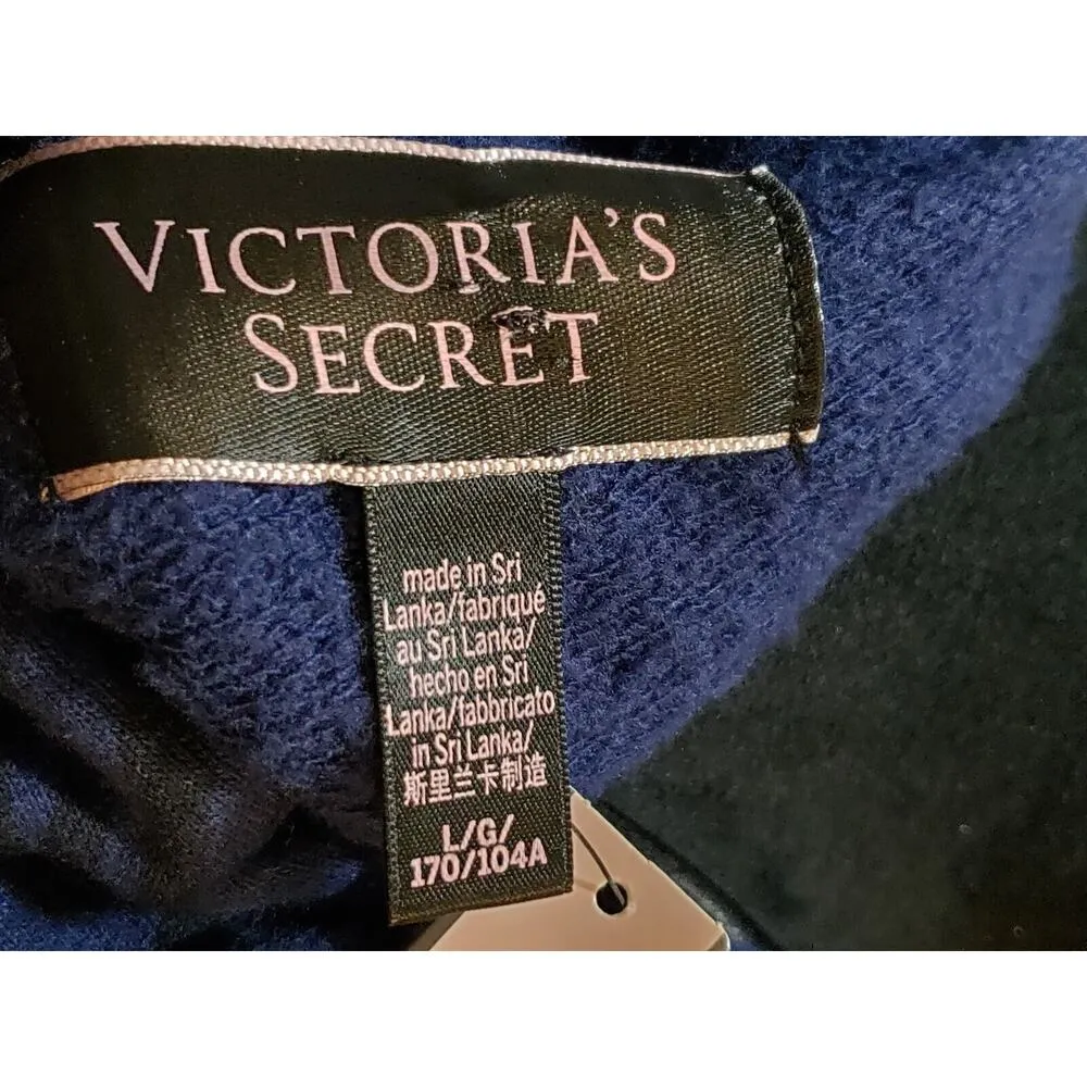 Victoria's Secret Women's Blue Zebra Print Drop Shoulder Hooded Sweater Large - Image 9