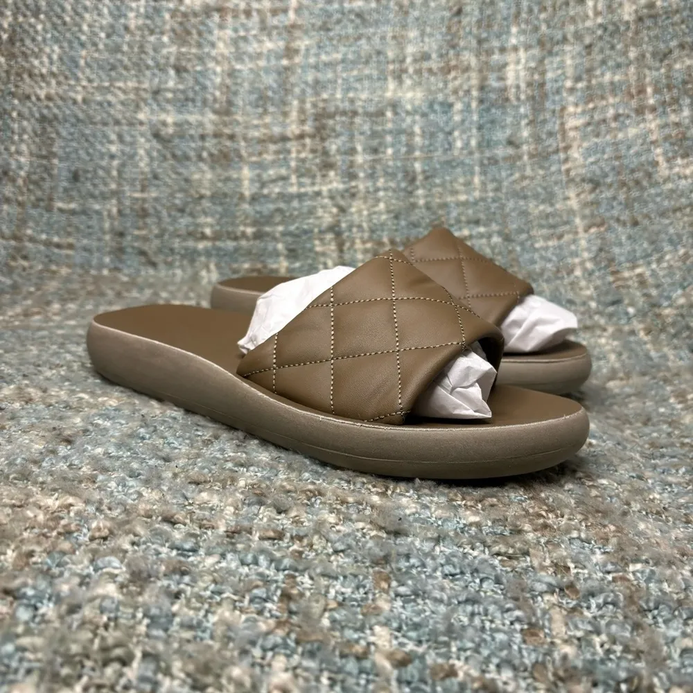 Ancient Greek Sandals Synefoula Quilted Slides in Taupe Eco Nappa Size 12 - Image 6