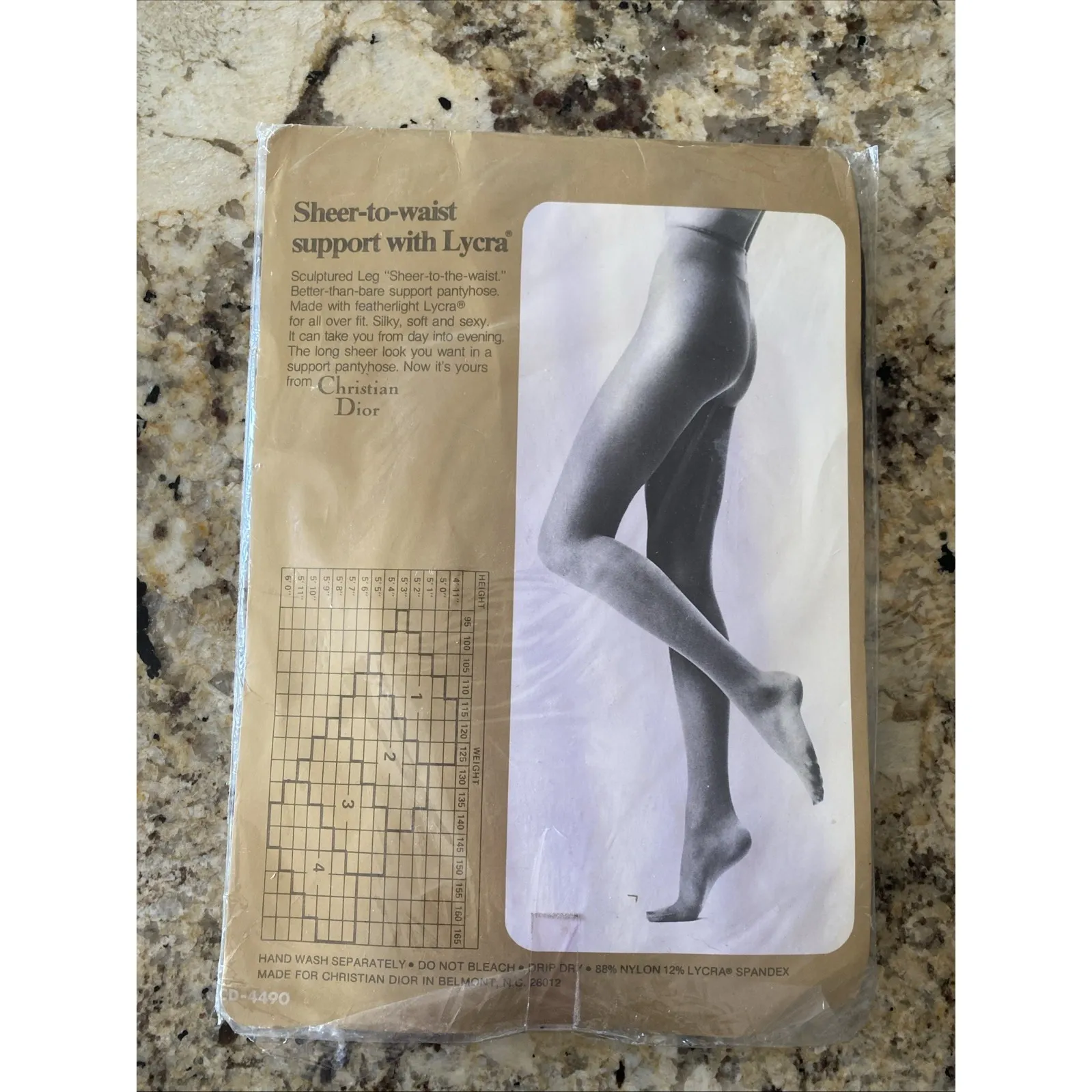 Christian Dior Womens Large Black Orchid Pantyhose Deadstock Vintage 4494 NEW - Image 2