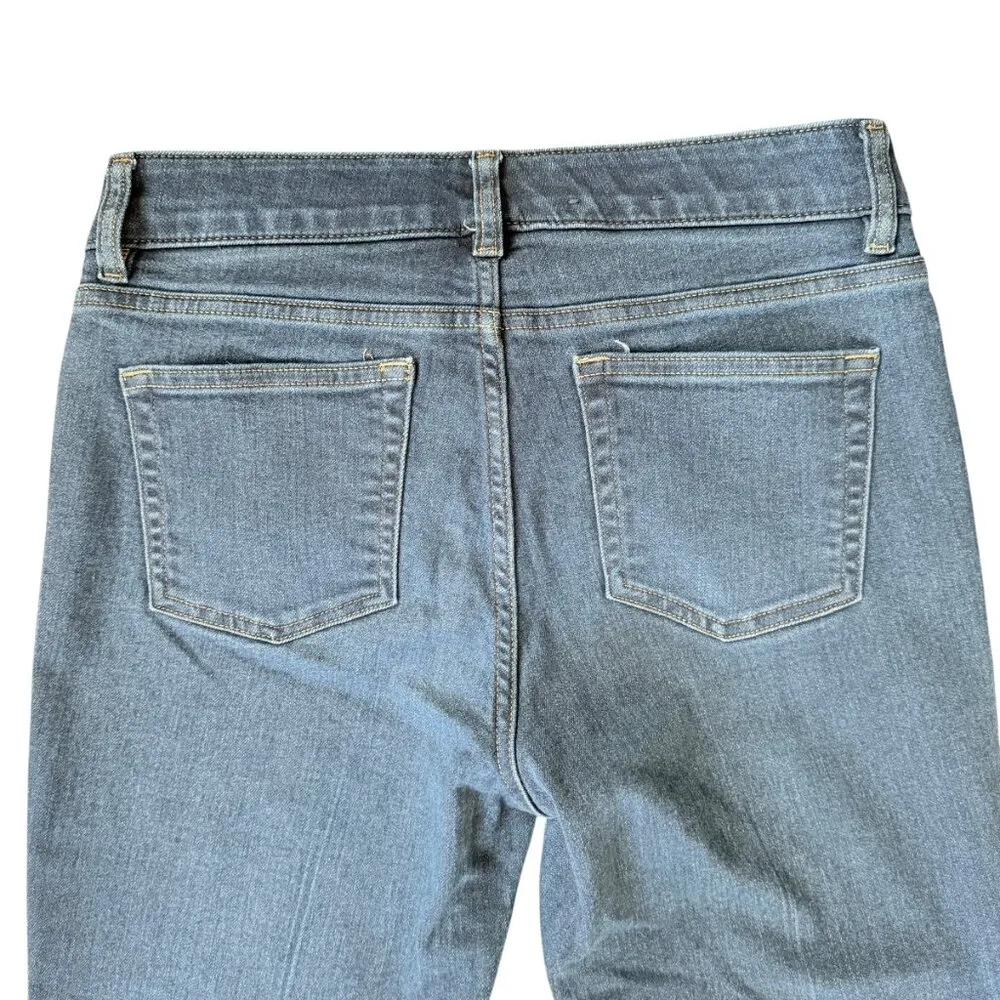 Chaps dark wash straight leg stretchy button zip five pocket blue denim jeans 6P - Image 4