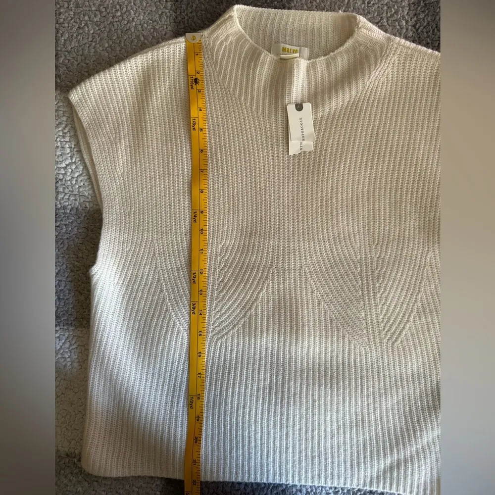 Maeve Anthropologie Cream Knit Shortsleeved Sweater Crop in Back Size Large NWT - Image 7