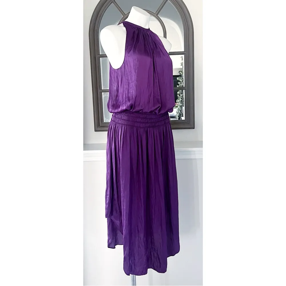 Ramy Brook Shiny Audrey Sleeveless Blouson Dress in Purple Size L New w/Tag $445 - Image 4