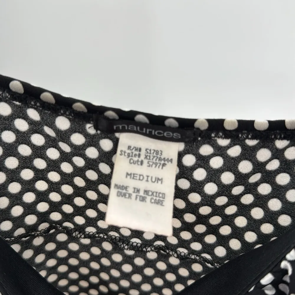Maurices Y2K Babydoll stretchy Black White red Polka Dot tank pin up 90s M - Image 8