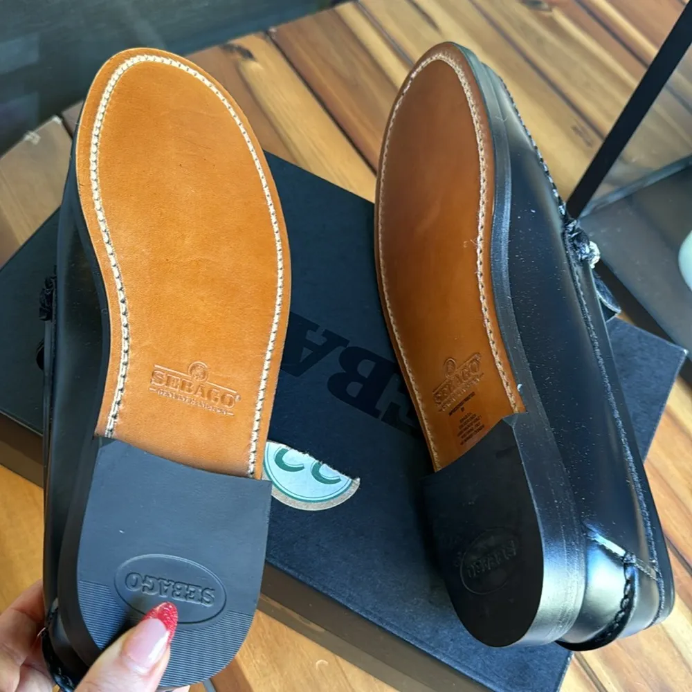 loafers Sebago with rhinestone chain black Size 9 - Image 8