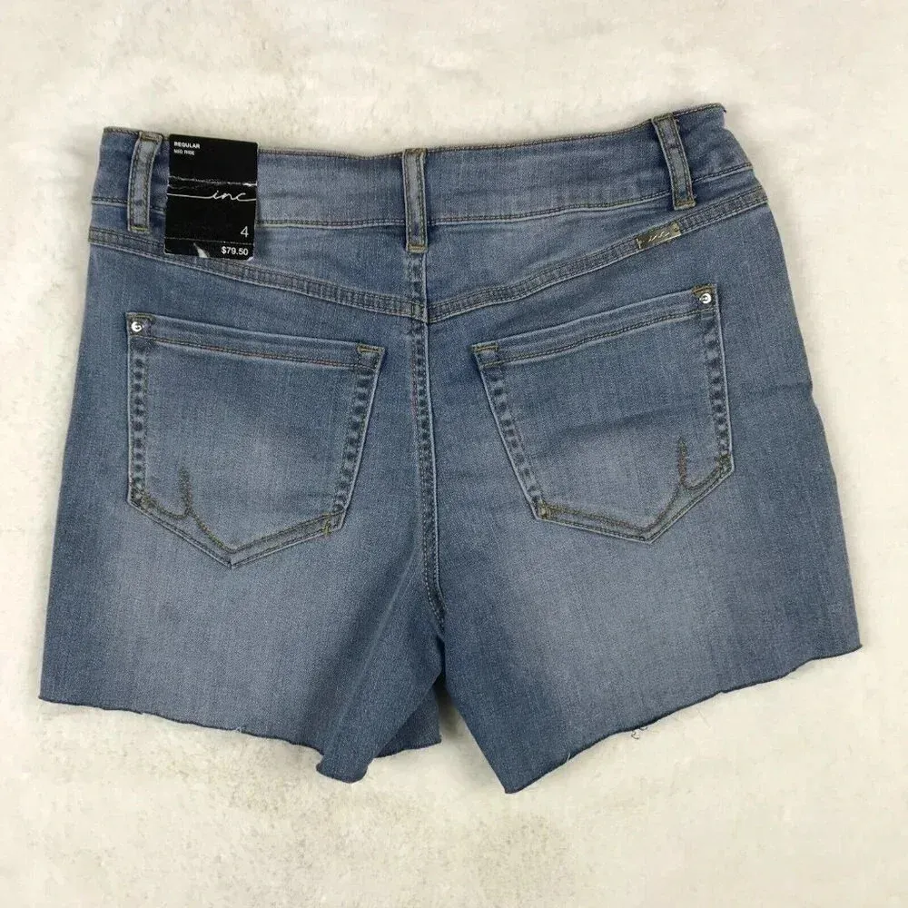INC Rainbow Rhinestone Studded Jean Shorts NWT 4 Blue - Image 9