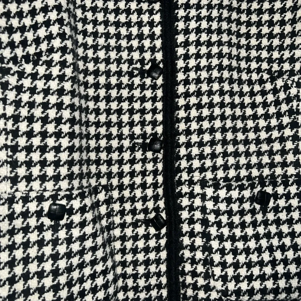 Gerard Darel Vintage Houndstooth Wool Blend Tweed Button Front Blazer FR42 Black Size undefined - Image 4