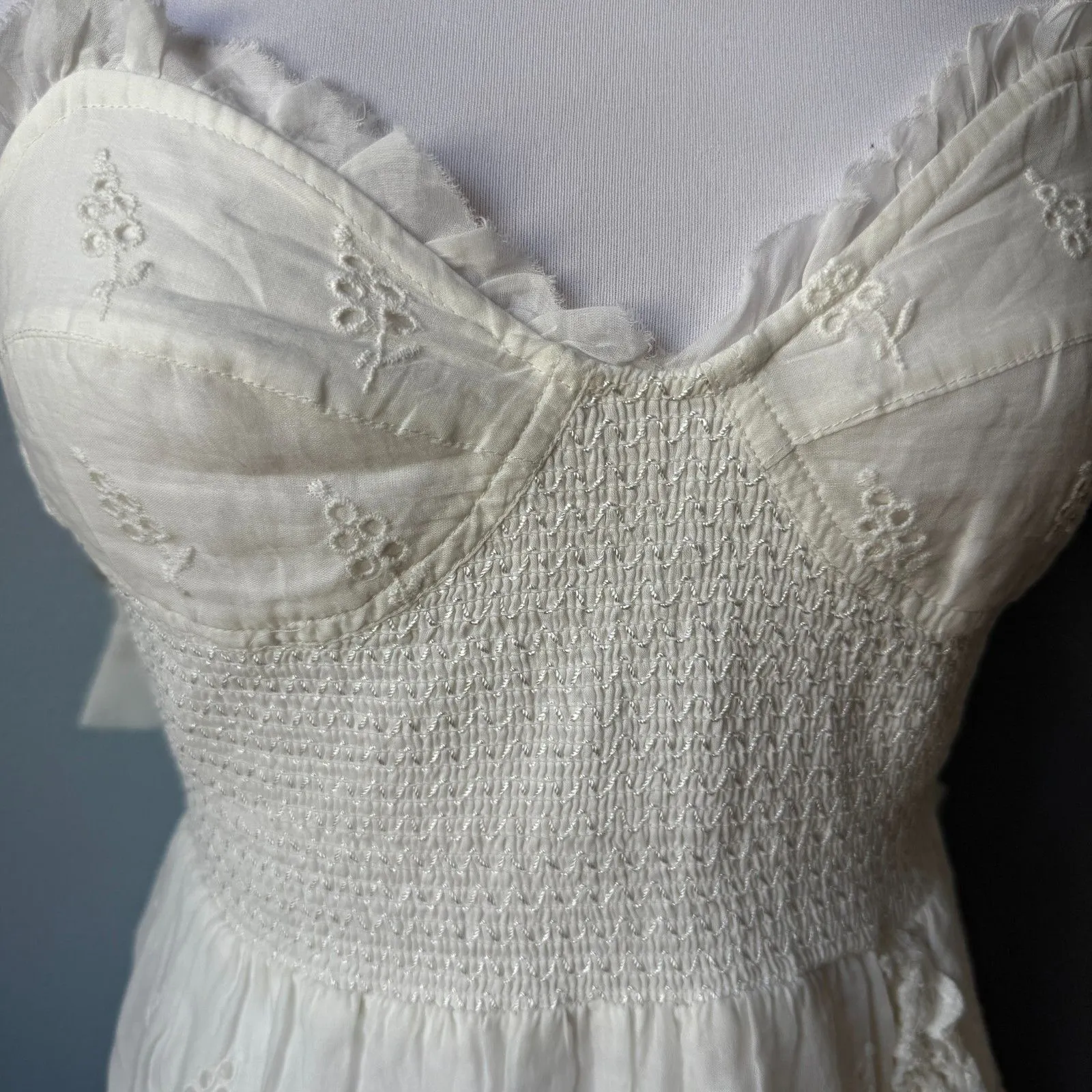 LoveShackFancy Olani Eyelet Mini Dress Size Large - Image 5