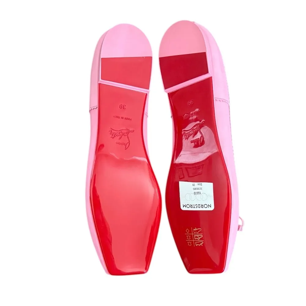 NEW Christian Louboutin Mamadrague Napa Bow Ballerina Flats size 39 Pink - Image 9