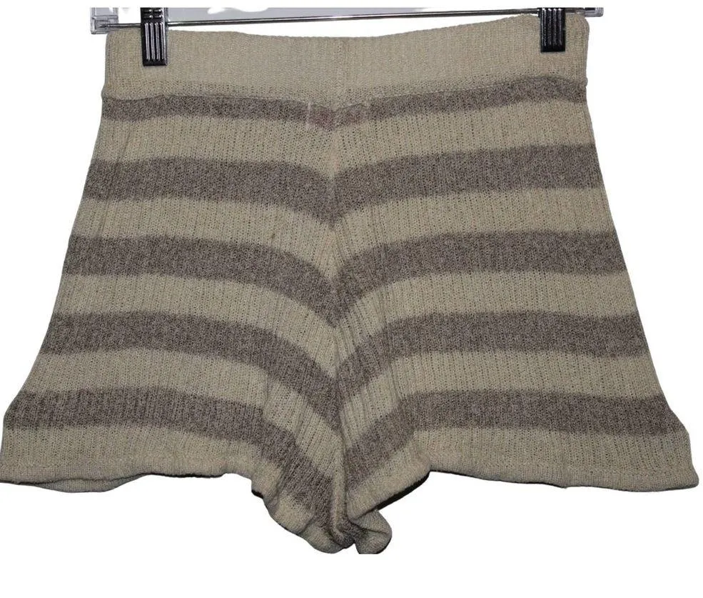 Women's Pink Lily Cream Beige Stripped Cotton Viscose Nylon Casual Shorts Size S - Image 2