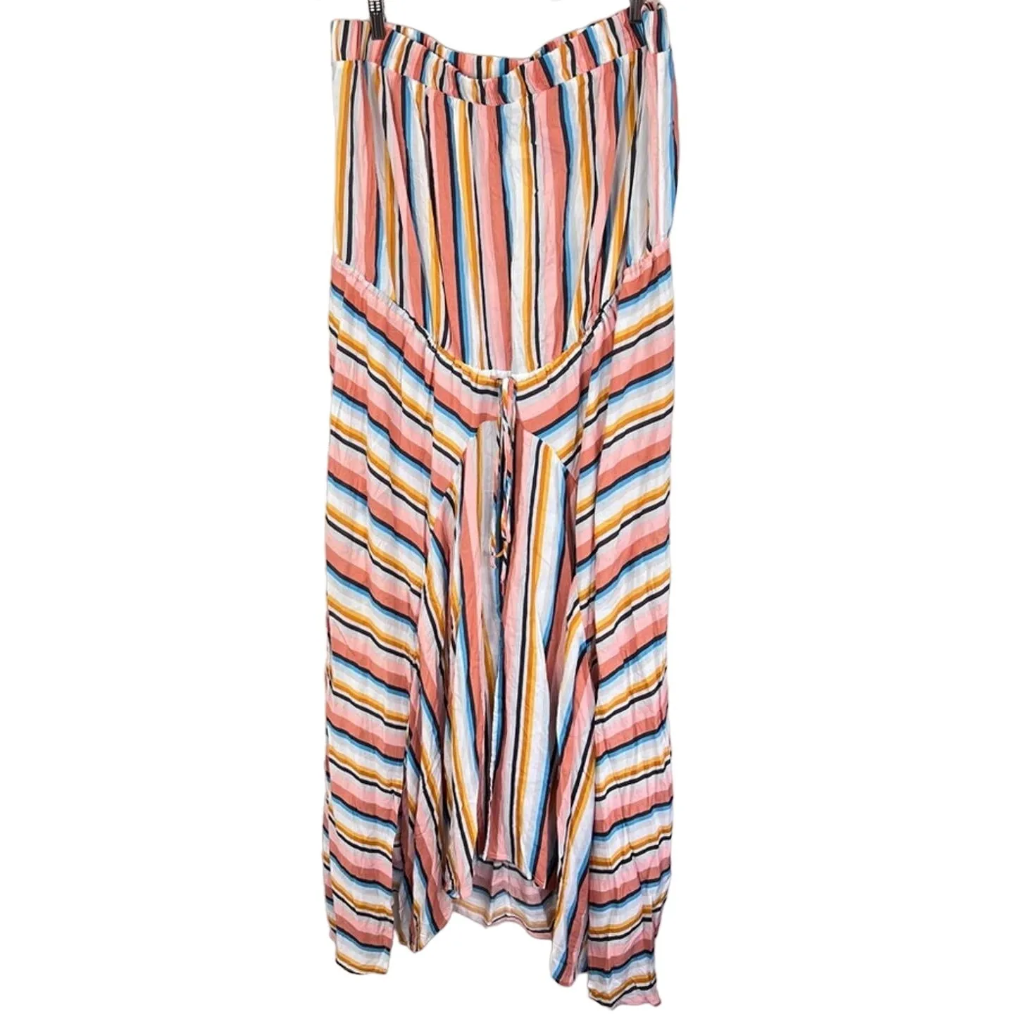 Swimsuits For All Striped High Low Strapless Swim Cover Up Midi Dress Sz 18 NWT - Image 6