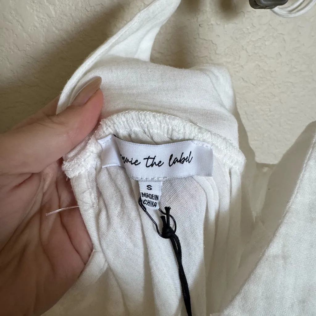 Jacquie the Label Flowy Boho Maxi Dress Sz S Strappy‎ Tiered Gauze Beach NEW White - Image 5