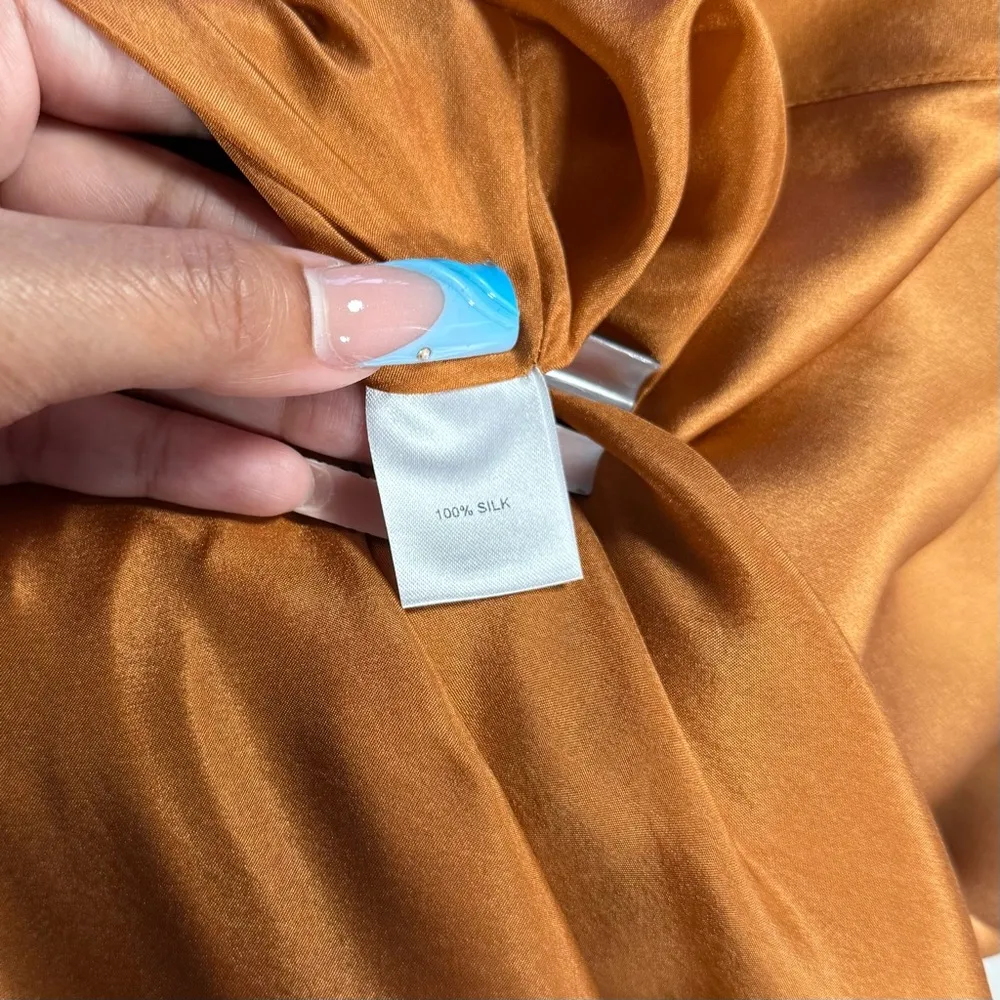 Michelle Mason Asymmetrical Open Back Draped Gown in Copper - Image 15