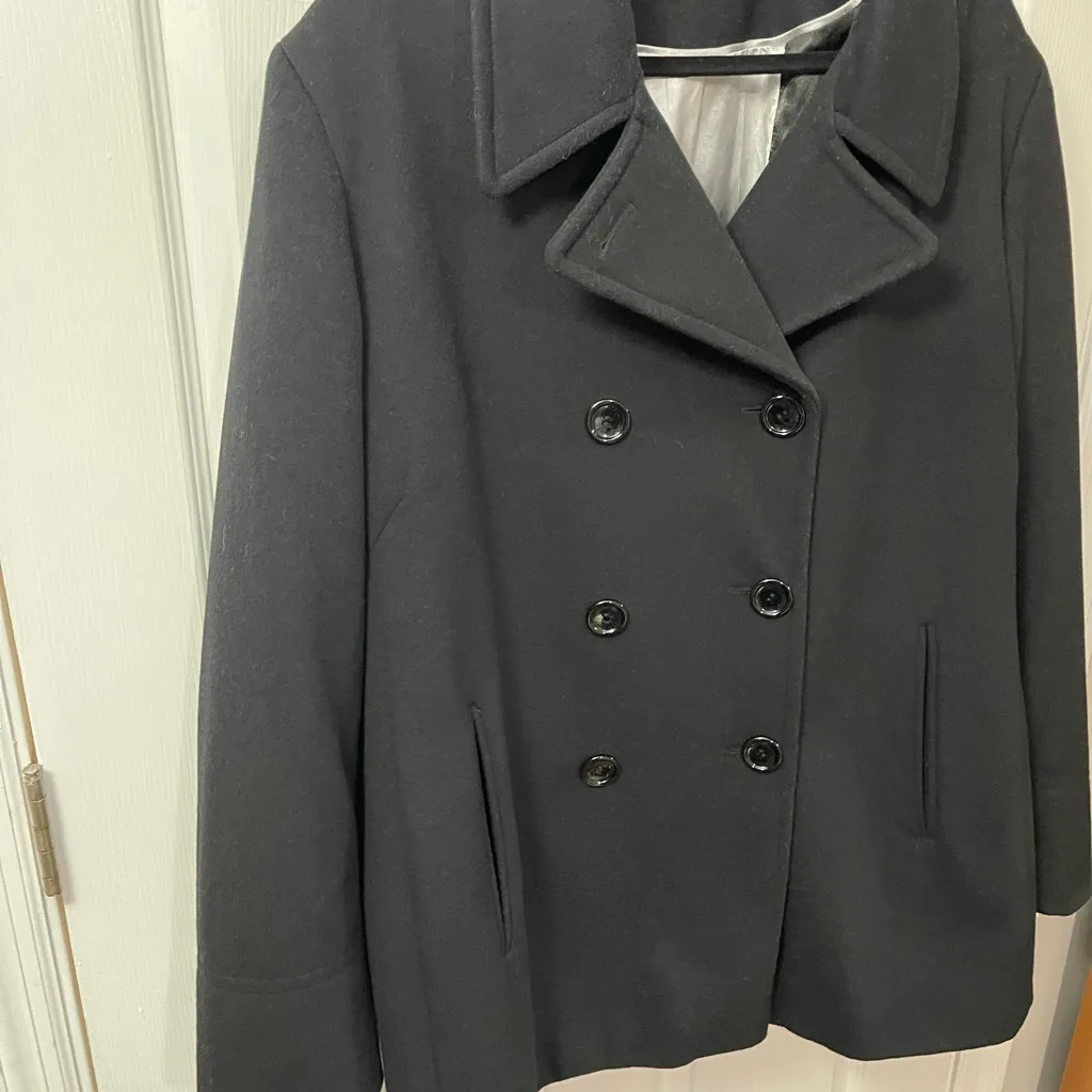 Calvin Klein Black Wool Cashmere Blend Peacoat Women's Approx SZ XL - Image 3
