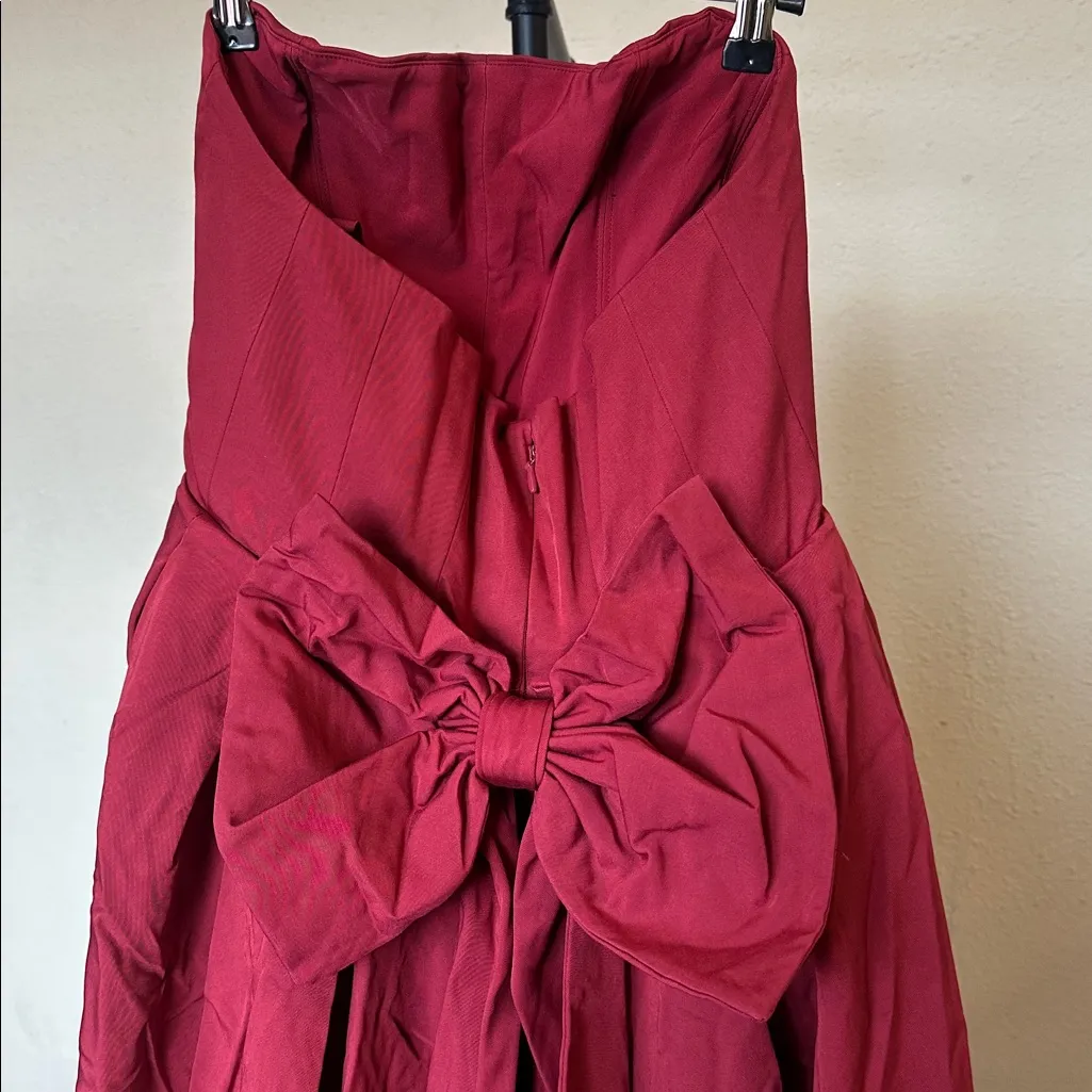 House of CB Pandora Berry Strapless Detachable Bow Red Maxi Dress Size L - Image 9