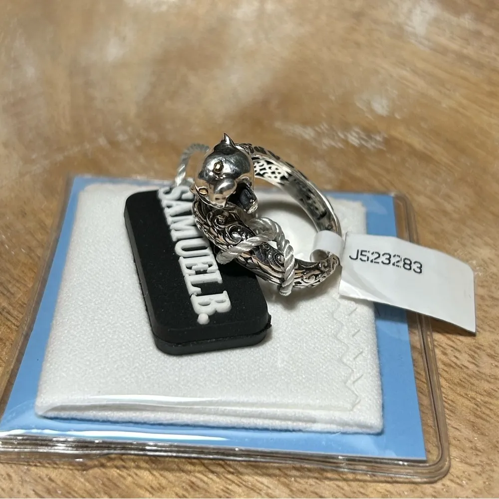 NWT Samuel B Sterling Silver 18K Gold Leopard Bypass Ring - Image 4