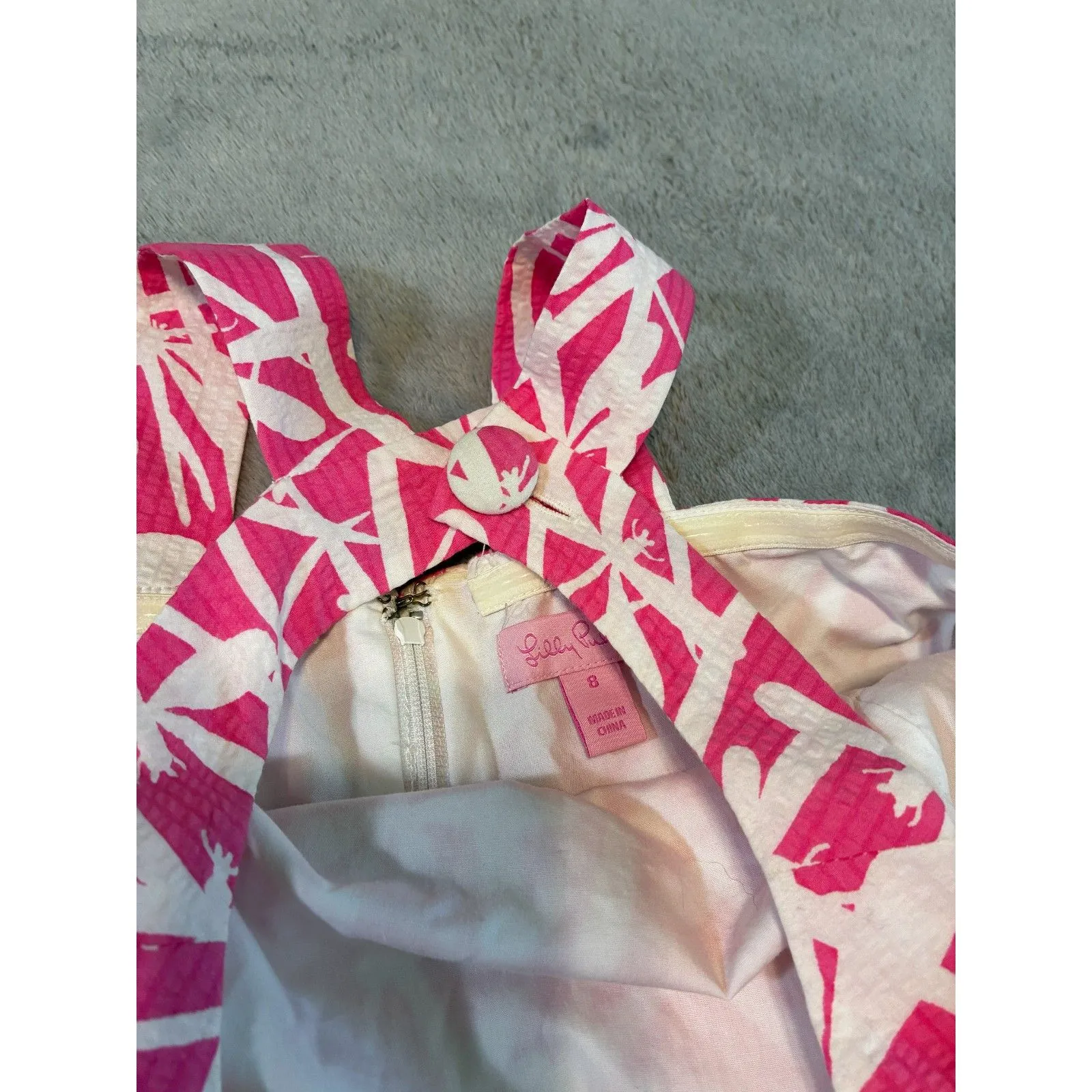 Lilly Pulitzer Seersucker Light My Fire Hotty Pink Dress Size 8 - Image 2