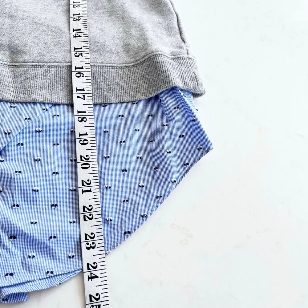 Derek Lam 10 Crosby Grey Sleeveless Sweatshirt Top W/ Blue Shirting Size 6 Gray - Image 6