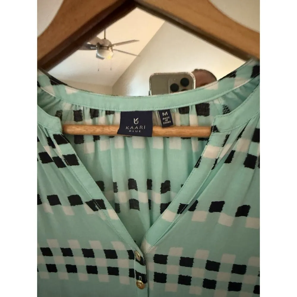 KAARI BLUE Womens Size M Green Top Blouse Tie Back - Image 2