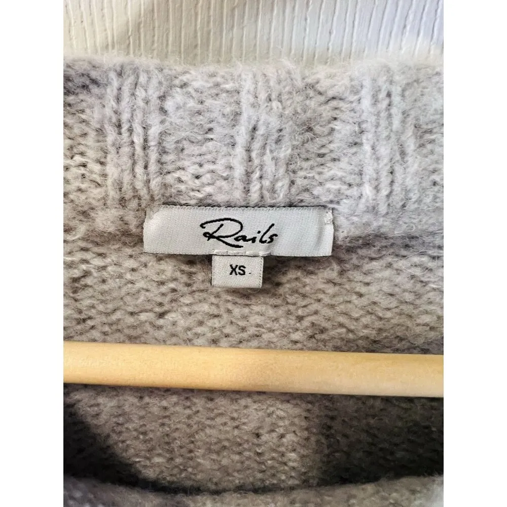 Rails Sybil Sweater XS Wool Cashmere Alpaca Heather Gray Crew Neck - Image 4
