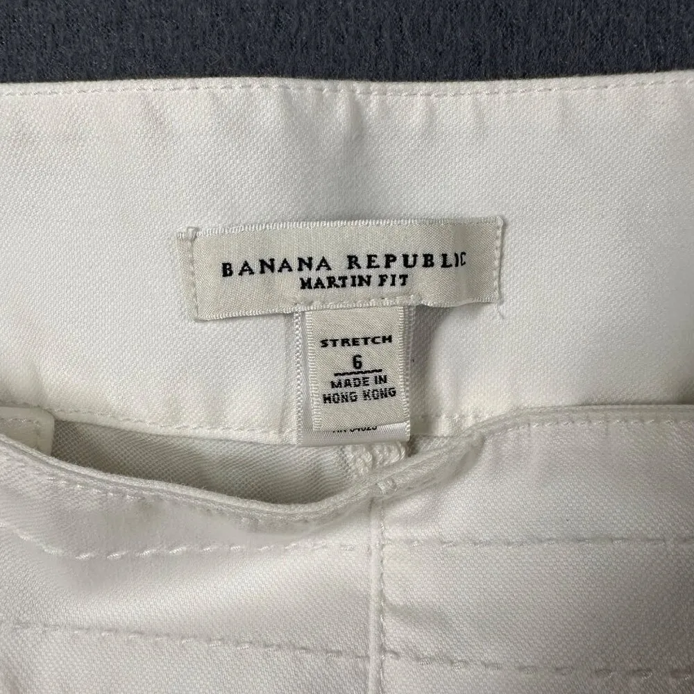 Banana Republic Womens 6 Martin Fit White Wide Leg Pants Buttons *Stains - Image 7