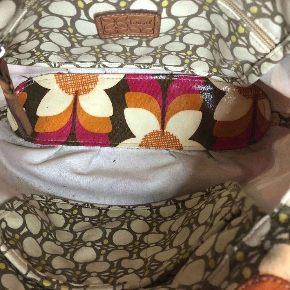 Fossil Key Per Floral Coated Canvas Shoulder Bag Purse Tote Weekend Beach Travel - Image 8