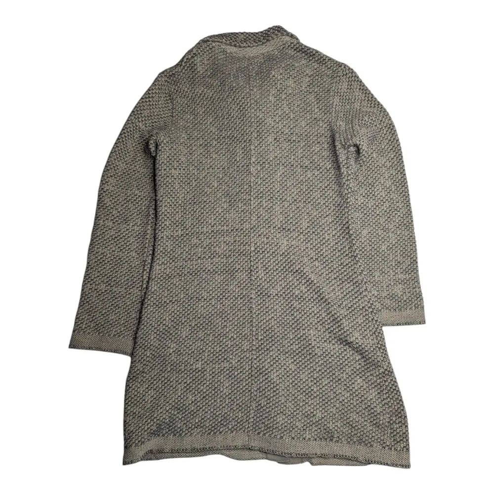 Vtg Y2K Willow Beige Black Chunky Knit Big Button Duster Cardigan Jacket S Tan - Image 2