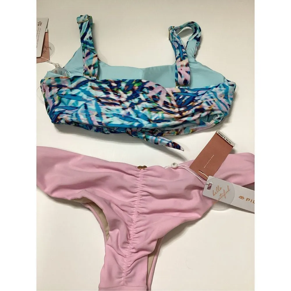 New. Pilyq pink and blue bikini set. Medium. Retails $198 - Image 14