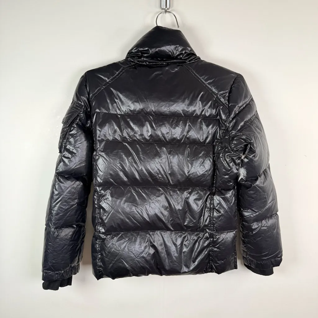 S13 New York Black Cropped Down Puffer Jacket Size 12 - Image 4