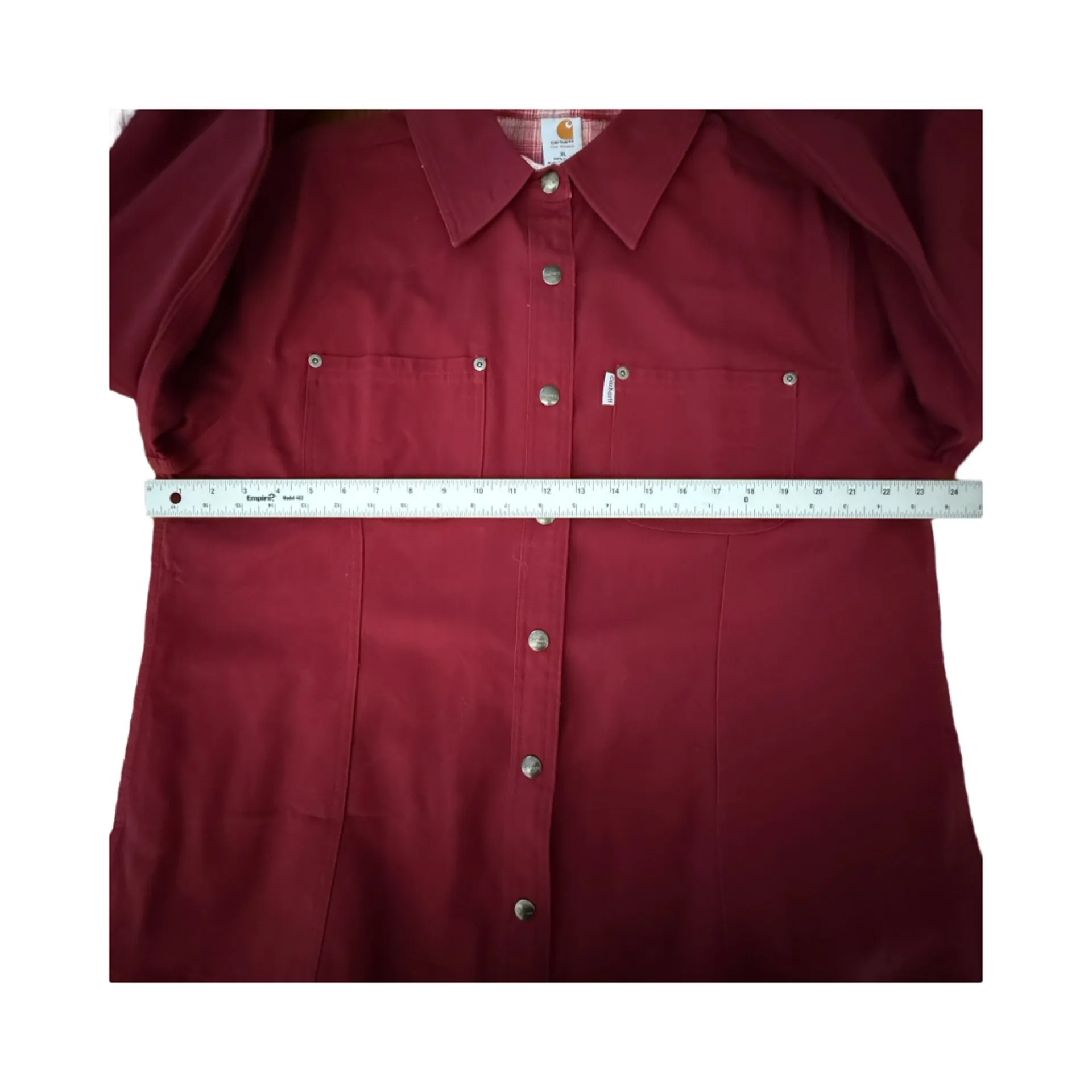 Carhartt Dark Red Womens XL Flannel Lined Canvas Shirt w/ snaps WS006DKR - Image 15