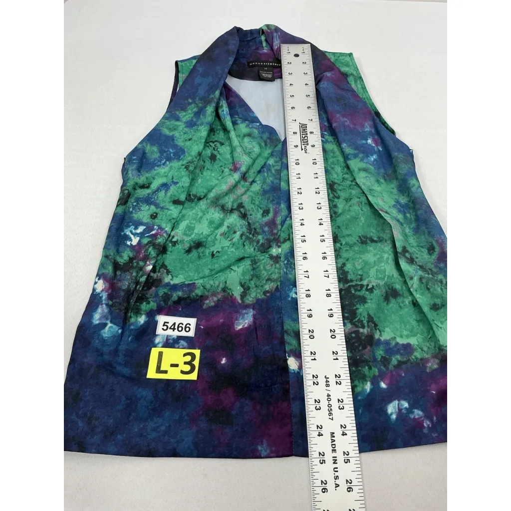 Womans Grace Elements Blouse Pullover XS Purple Green Tye Dyed V Neck Collar - Image 6