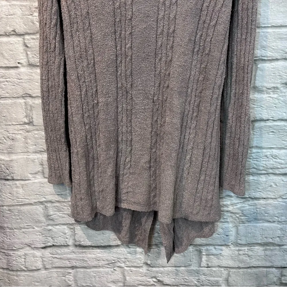  S/M Gray Taupe Cable Knit Open Front Cardigan Cozy Sweater - Image 6