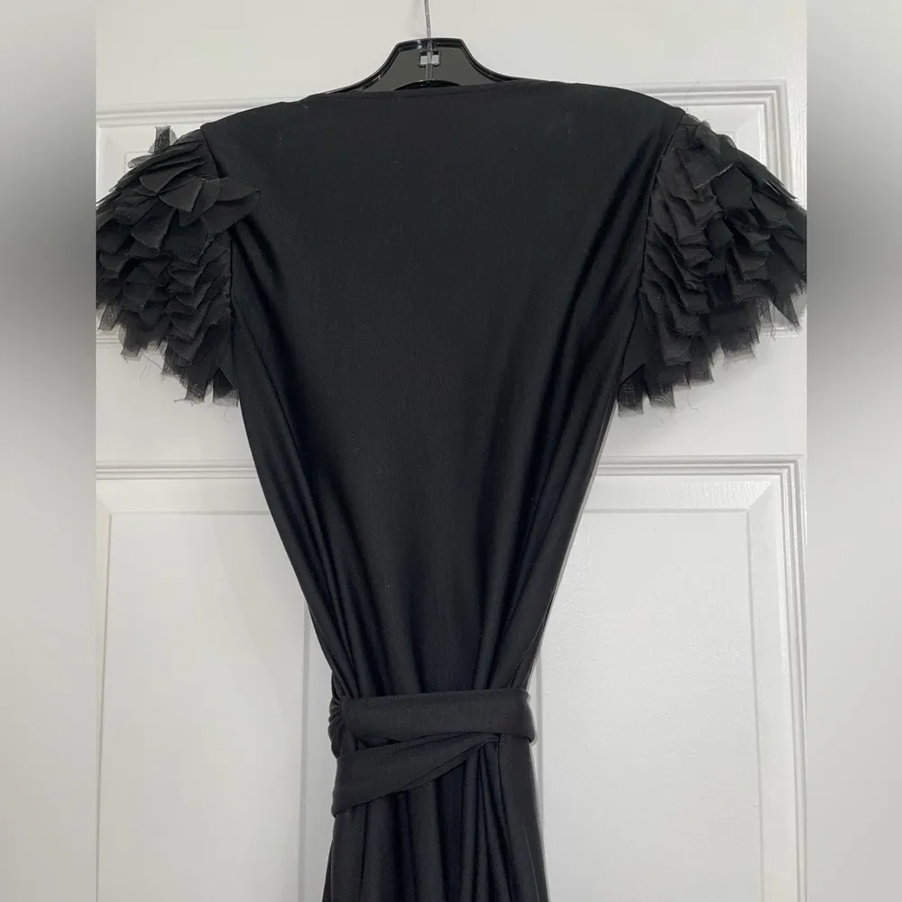 DVF Black Beulah V-neck Midi Wrap Dress - Image 11