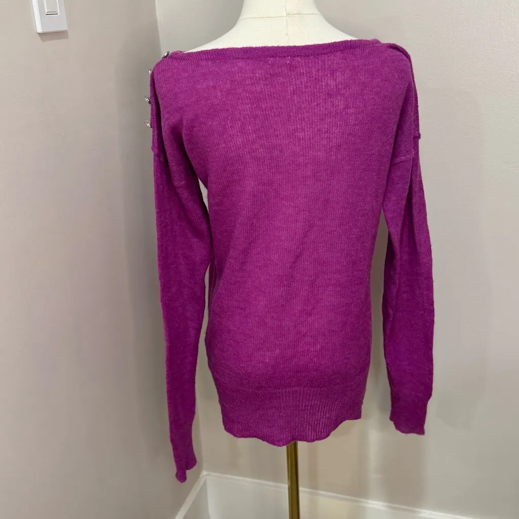 J.Crew  fuchsia wool blend light weight sweater medium - Image 3