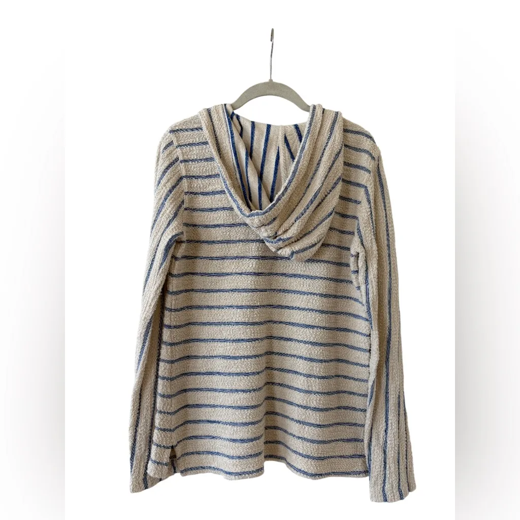 Faherty Blue and Cream Striped Terrycloth Hoodie - Image 2