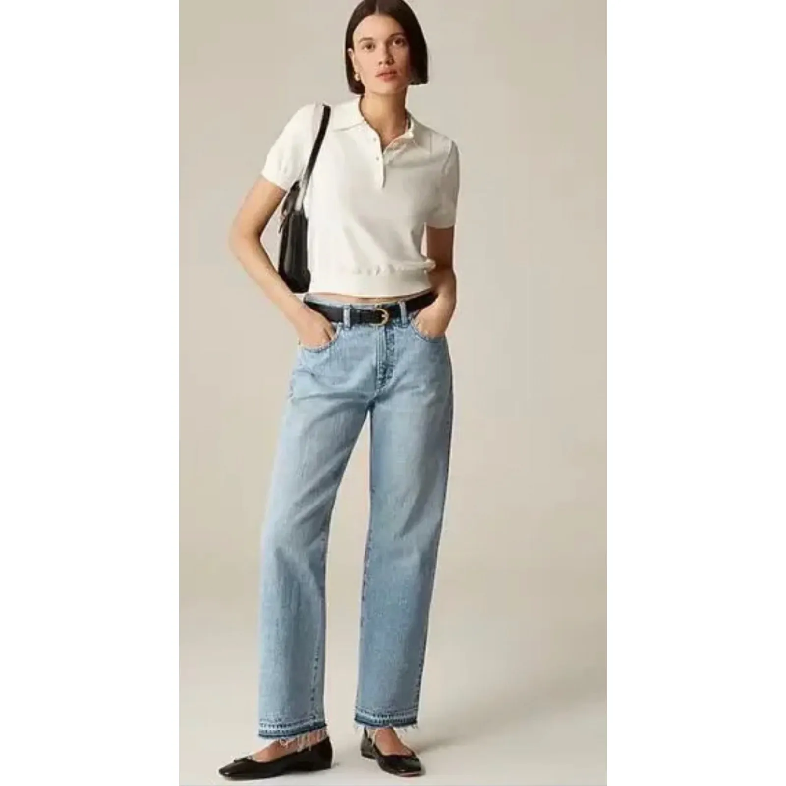 J.CREW Short-sleeve Sweater-Polo Size XXL Ivory NEW Ultra-fine Cotton CG911 - Image 3