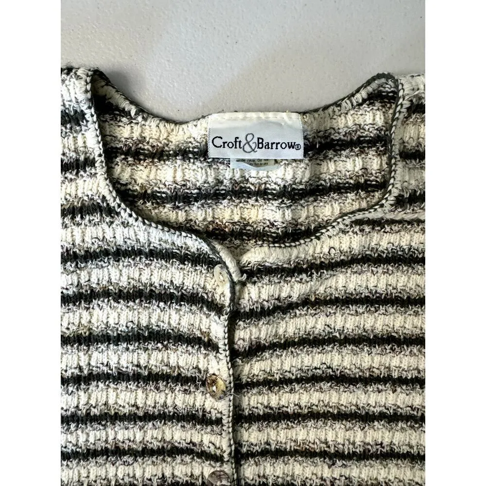 VTG Croft & Barrow Short Sleeve Button-up Grandma Sweater M/L made in USA - Image 2