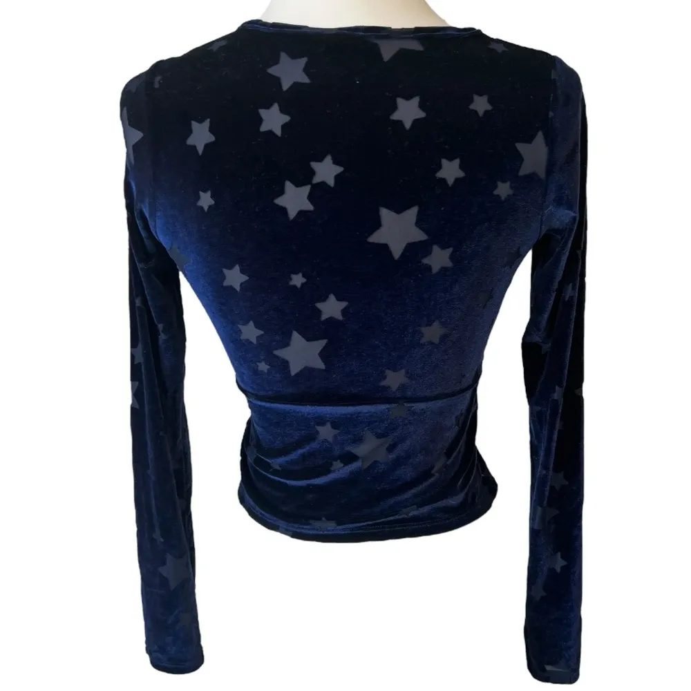 Out From Under UO  Dark Blue Velvet Star Knot Front Top - Image 7